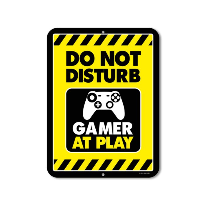 Gaming Room Decor, Do Not Disturb Gamer at Play, 9 x 12 inch Metal Aluminum Novelty Tin Sign, Video Game Room Decor, Game Room Sign