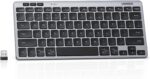 UGREEN Wireless Keyboard 3 Device Bluetooth&2.4G Slim Silent Keyboard with Scissor-Switch Design, 250-Day Battery Life, 4°-9° Adjustable Stand, Compact Portable Keyboard for Mac,iPad, Windows, Android