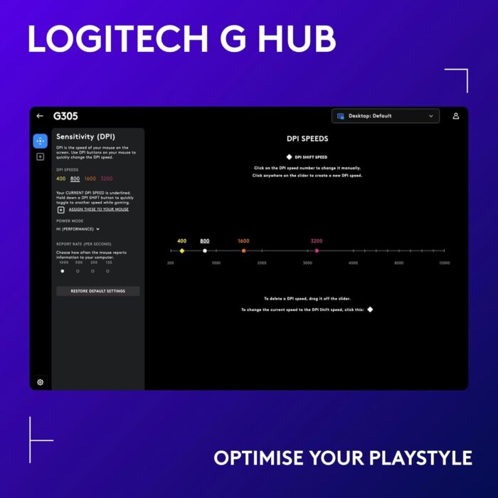 Logitech G305 Lightspeed Wireless Gaming Mouse, HERO Sensor, 12,000 DPI, Lightweight, 6 Programmable Buttons, 250h Battery Life, On-Board Memory, Compatible with PC / Mac - White - Image 5