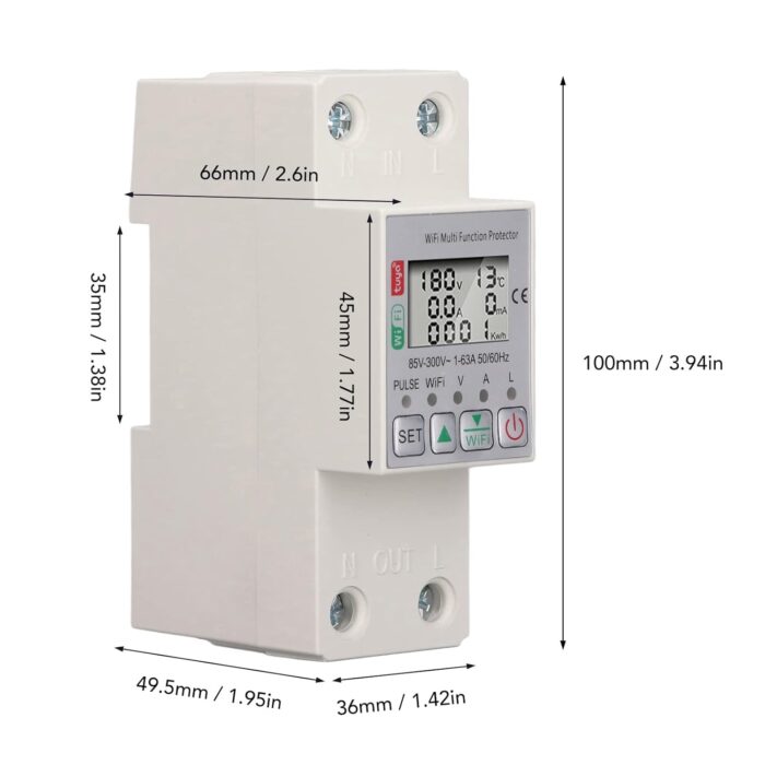 Cryfokt WiFi Smart Circuit Breaker, AC85-300V Multiple Protections Intuitive WiFi Remote Control Smart Energy Meter Switch 63A Real-time Display Smart Home - Image 7