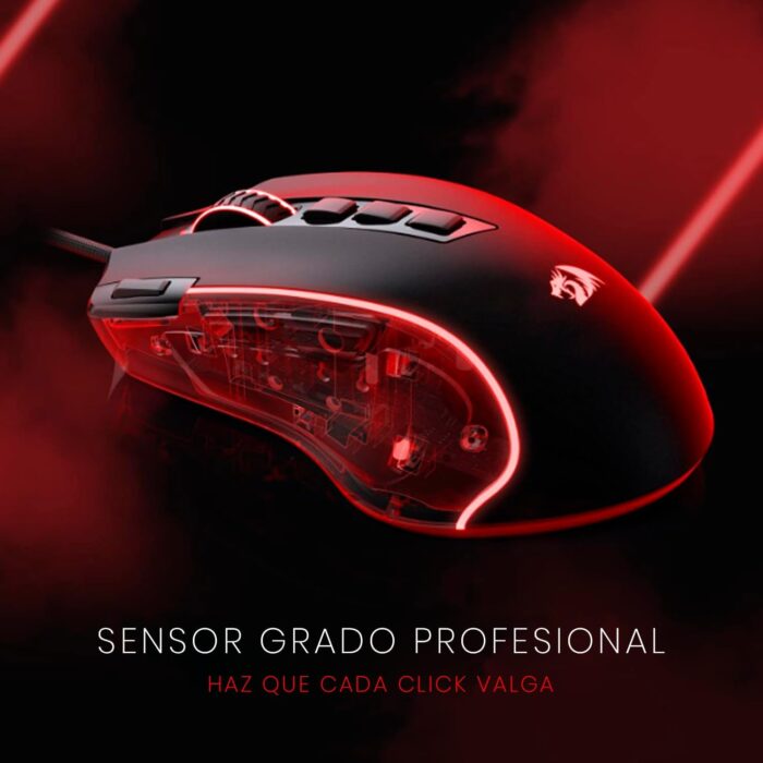 Redragon M612 Predator RGB Gaming Mouse, 8000 DPI Wired Optical Gamer Mouse with 11 Programmable Buttons & 5 Backlit Modes, Software Supports DIY Keybinds Rapid Fire Button - Black - Image 4