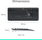 Logitech MK540 Advanced Wireless Keyboard and Mouse Combo for Windows, 2.4 GHz Unifying USB-Receiver, Multimedia Hotkeys, 3-Year Battery Life, for PC, Laptop, Arabic Layout - Black - Image 7