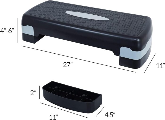 SOOFAM Adjustable Workout Aerobic Stepper Step Platform Trainer，Aerobic Exercise Step Platform with 2 Risers，Height-Adjustable 4"-6"，Fitness Equipment for Home Gym Exercise Fitness Workout - Image 7