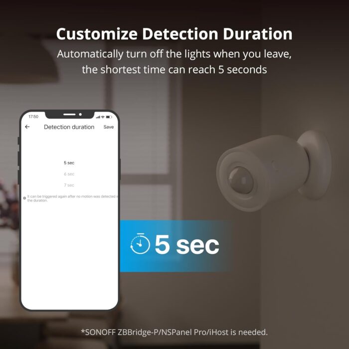SONOFF SNZB-03P ZigBee Motion Sensor (Updated Version), Wireless Motion Detector Get Alerts or Trigger Lights, SONOFF Zigbee Bridge Required, Batteries Included, Works with Alexa & Google Home - Image 5