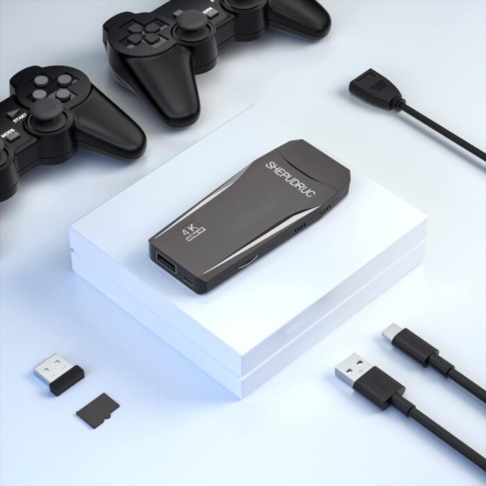 SHEPUDRUC Wireless Retro Handheld Game Console, Game Console Stick Built-in 20000+ Plug-and-Play Video Games, Equipped with 18 Simulators, 4K HDMI Output and Dual 2.4G Controller（50GB Memory Card） - Image 8