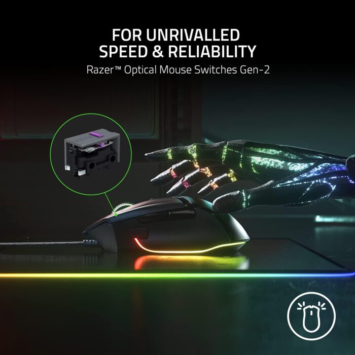 Razer Basilisk V3 Customizable Ergonomic Gaming Mouse: Fastest Mouse Switch, Chroma RGB Lighting 26K DPI Optical Sensor 11 Programmable Buttons HyperScroll Tilt Wheel - Classic Black - Image 7