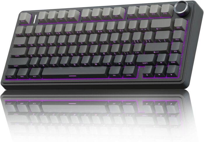 AULA F75 Gasket Mechanical Keyboard, 75% Wireless Hot Swappable Gaming Keyboard with Five-Layer Padding&Knob, Bluetooth/2.4GHz/USB-C, RGB Light. (Black)
