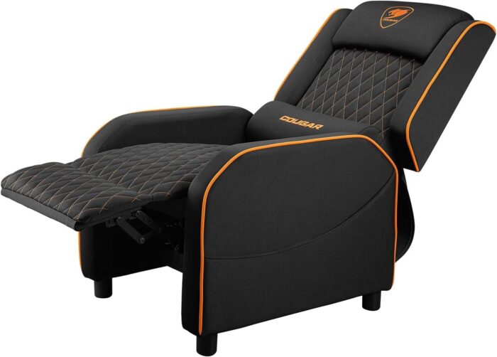 Cougar Ranger One Gaming Sofa, Breathable Woven Fabric, Side Storage Pocket, Headrest & Lumbar Pillow, Adjustable Design, Up To 150 Kg Capacity - Black & Orange - Image 10