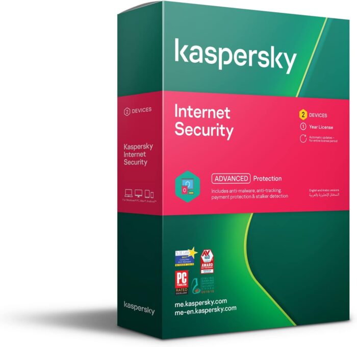 Kaspersky Internet Security, Antivirus Software Licence For 2 Devices 365 Days