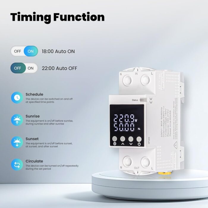 MOES WiFi Smart Energy Meter with LCD Display - Real-Time Power Monitoring, Remote Control via Tuya App, Works with Alexa & Google Home (V0 Fireproof, 6-80A Adjustable) - Image 4