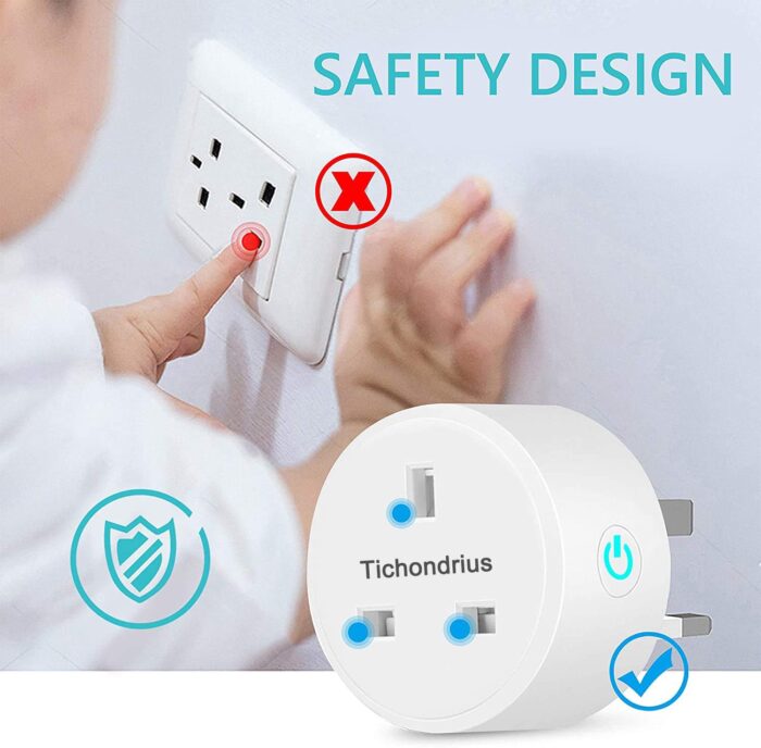 Tichondrius WiFi Smart Plug, 4 Pack 16A Smart Outlet Plug Socket Compatible with Alexa, Mini Socket with Remote Control & Voice Control with Electricity Statistics Timer Function, No Hub Required - Image 6