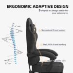 Submi Gaming Chairs, Ergonomic Gaming Chair with Footrest for Adults, Technology Fabric Computer Chair with Headrest and Lumbar Support, Reclining Chair PC Office Chair, High Back, 350 LBS, Black - Image 5