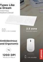 Lenovo 510 Wireless Combo with 2.4 GHz USB Receiver, Slim Full Size Keyboard, Full Number Pad, 1200 DPI Optical Mouse, Left or Right Hand, GX30W75336, White - Image 3