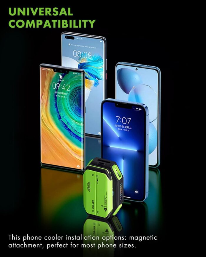 Magnetic Phone Cooler, Azonee Rechargeable Cooling Fan with RGB LED and Temperature Display, Semiconductor Phone Radiator for Mobile Gaming and Tiktok Live Streaming (Green) - Image 3