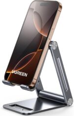 UGREEN Phone Stand Aluminum Ultra Stable Mobile Stand Adjustable Foldable Mobile Holder Desktop Phone Holder Compatible with All Devices up to 7.9'' Fit for iPhone 16 Pro Max Galaxy S25 Ultra S24 S23