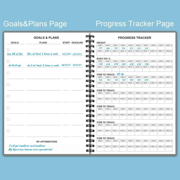 Nokingo Fitness Planner for Women & Men - A5 Workout Log Book/Exercise Workout Log to Track Weight Loss, GYM, Bodybuilding Progress - Daily Health & Wellness Workout Journals, 5.8X8.25 In Workout Book - Image 3