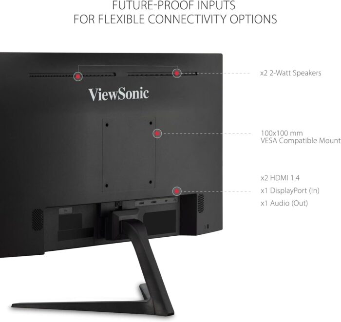 Viewsonic VX2418-P-MHD 24 Inch Frameless Full HD 1080p 180Hz 1ms Gaming Monitor with Adaptive-Sync Eye Care HDMI and Display Port, Black - Image 4
