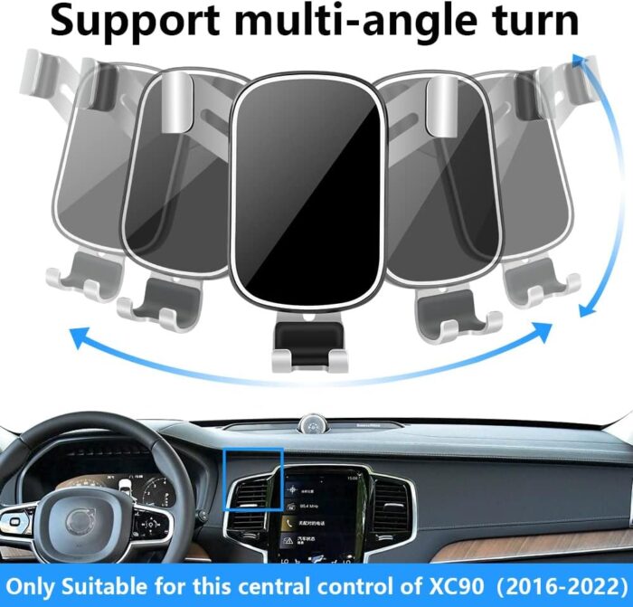 LUNQIN Car Phone Holder for Volvo XC90 2016 2017 2018 2019 2020 2021 2022 2023 2024 2025 and XC-90 Hybrid 2016-2025 Auto Interior Accessories Best Cell Phones Mount Cellphone Mobile Charging Cradle - Image 5