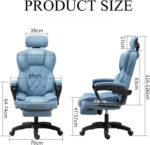 Forubar Office Chair Ergonomic Desk Chair with Footrest & Armrest, High Back Executive Office Chair, Home Computer Reclining Chair for Work, Max 200kg (Linen-With Footrest, Blue) - Image 2