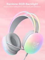 Gaming Headset with Microphone, RGB Rainbow Lighting, PC Wired Lightweight Gaming Headphones for PS4/PS5/Laptop/MAC, 3.5mm Audio Over Ear Headphone, Stereo Surround Sound, Self-Adjusting Headband - Image 2