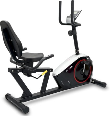 SKY LAND Recumbent Exercise Bike with 8-Level Magnetic Resistance, 2-Way Flywheel, Adjustable Seat, Digital Display, and Workout App Compatibility for Home Gym Fitness