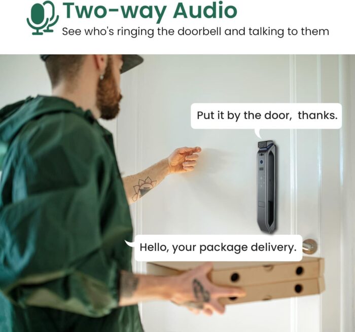 Smart Lock with Camera,3D Facial Recognition, Realtime Monitoring and WiFi Video Intercom Lock,APP Remote Control,Smart Home Device for Apartment Hotel Home Office… (R8), Black - Image 3