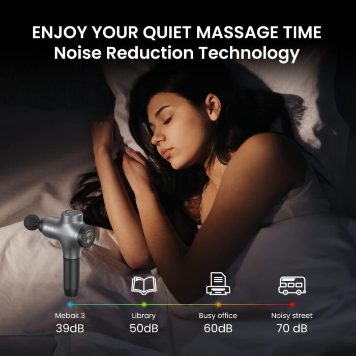 Mebak 3 Massage Gun, Massage Gun Deep Tissue for Athletes, Professional Muscle Percussion Massager Gun for Shoulder Leg Back Body Pain Relief, Quiet Portable Sport Massager, Gifts for Him - Image 7