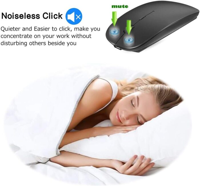 KLO Rechargeable Bluetooth Mouse for MacBook pro/MacBook air/Laptop/iMac/ipad, Wireless Mouse for MacBook pro MacBook Air/iMac/Laptop/Notebook/pc(Bluetooth Mouse/Black) - Image 6