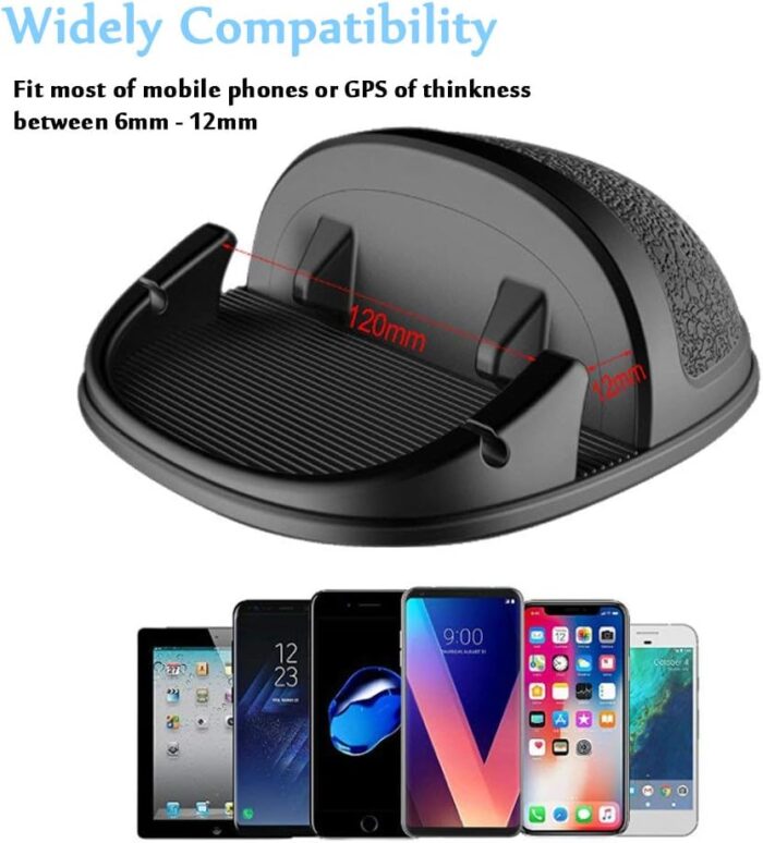 Car Phone Holder, Silicone Pad Non-Slip Dash Mat Suit for Max Thick 12mm(7 inch) Cell Phone Car Dashboard Mount Cradle Dock, Slip Free Desk Phone Stand Compatible with iPhone, GPS Devices and More - Image 8