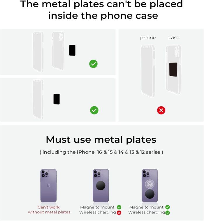 LISEN 2 Pack Magnetic Car Phone Holder Car Mobile Phone Holder Hands-Free Vent 6 Metal Plates Fit All iPhone 16/15/14/13/12 Pro Max Plus, Samsung Galaxy S25 Ultra S24 - Image 7