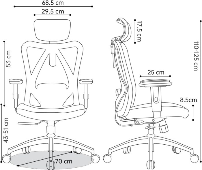 SIHOO M18 Racing Style Gaming Chair Ergonomic Design - Premium Adjustable Headrest & Lumbar Support, Breathable Mesh High Back Computer Chair for Long Hours Comfort (Black) - Image 3