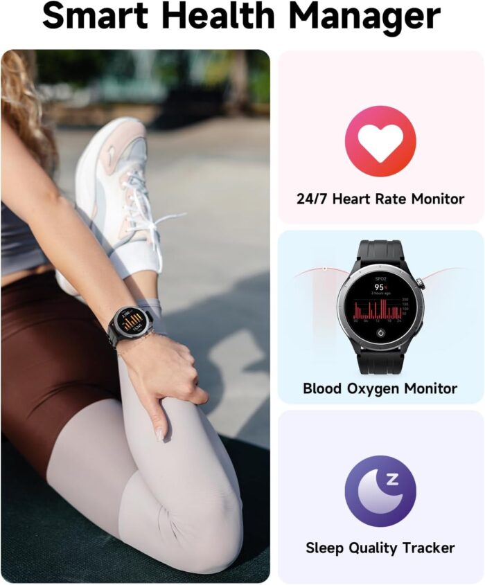 TRUEFREE Watch 1 Smart Watches for Men Women (Make/Answer Calls), 1.53" Fitness Tracker With Heart Rate SpO2 Sleep Stress Monitor 127 Sports Modes IP68 Waterproof, Smartwatch for iPhone Android Phones - Image 3