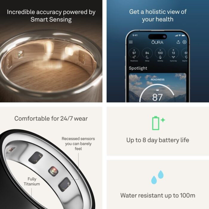 Oura Ring 4 | Smart Ring | Size First with Oura Ring 4 Sizing Kit | Sleep Tracking Wearable - Heart Rate - Fitness Tracker - Up to 8 Days Battery Life - Image 6