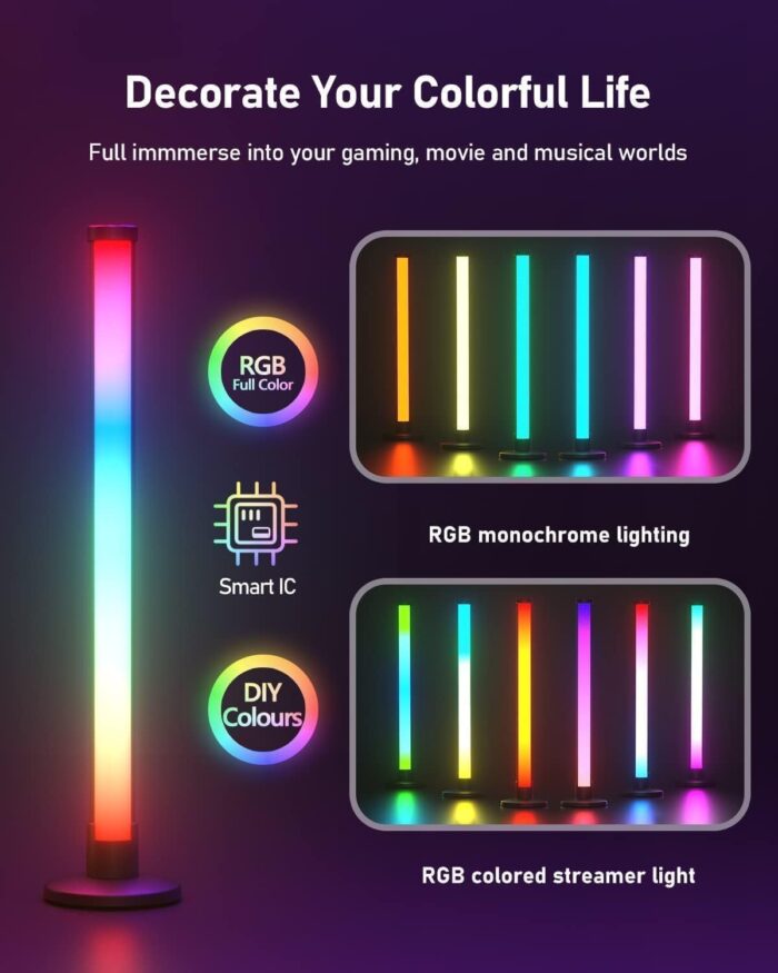 Cozylady Smart LED Light Bar, RGB LED TV Backlight Lights, Cozylady RGB Ambient Lamp with Multi-Modes and Music Sync Modes, Dimmable LED Light with Remote Control for Gaming, PC FX003 (2 Pack) - Image 2