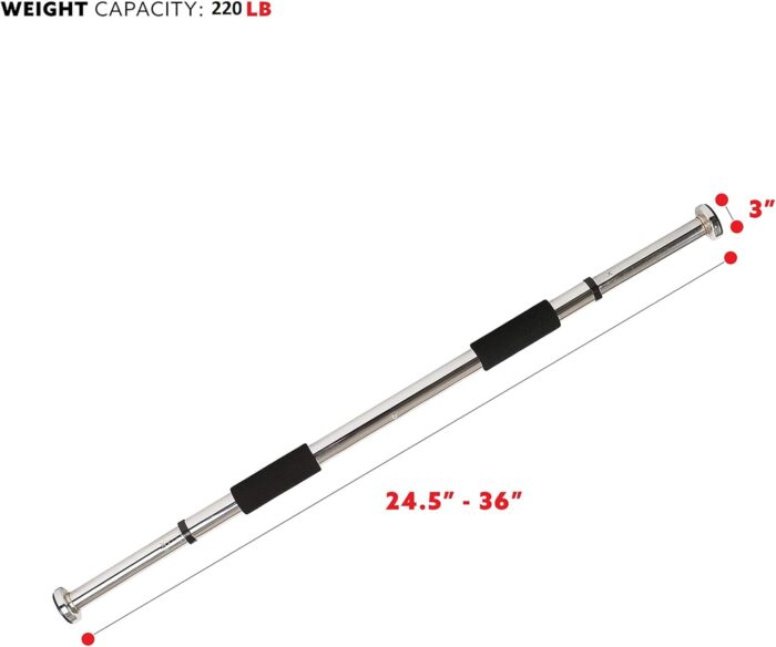 Sunny Health & Fitness Upper Body Workout Bar for Strength Training, Home Gym Exercise and Workout, Optional Doorway Chin Up Pull Up Bar & Threaded Chrome Dumbbell Bar Set - Image 4