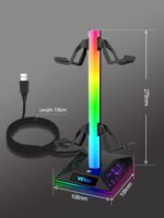 VCOM RGB Headphone Stand with 10 Light Modes, Gaming Controller Holder with 2 USB Ports, PC Gaming Accessories for Desk, Universal Organizer Headpsets/Xbox PS5 Controller Stand Gamer gifts - Image 7