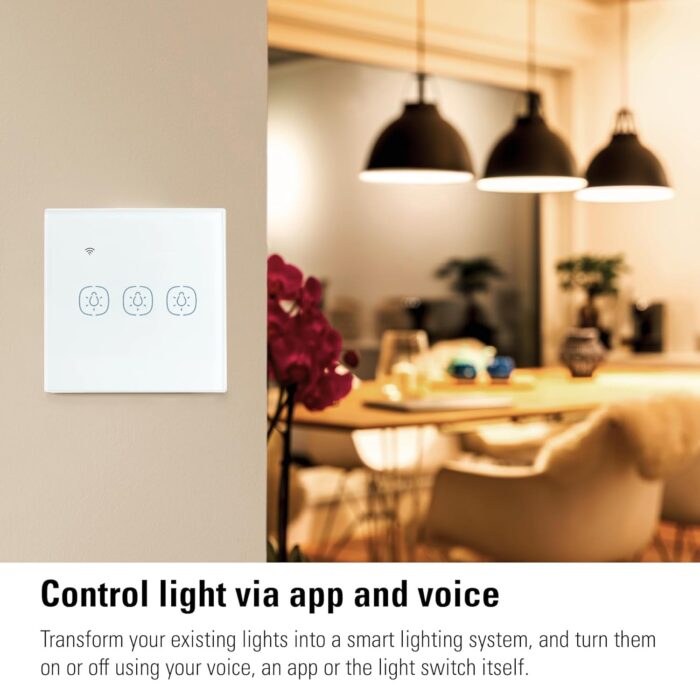 Matter Smart Light Switch, Wi-Fi Smart Switches, Compatible with Apple Home, Alexa, Google Home for Voice Control, Smart Life/Tuya APP Remote Control, Need Neutral Wire,10A (3 Gang, White) - Image 6