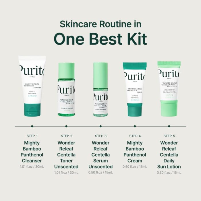 PURITO SEOUL Best Kit - Skincare Routine with Panthenol Cleanser & Cream, Unscented Centella Serum & Toner, For All Skin Types, Gift Set, For Face, Facial Serum, K-Beauty, 3.52 fl. oz. - Image 9