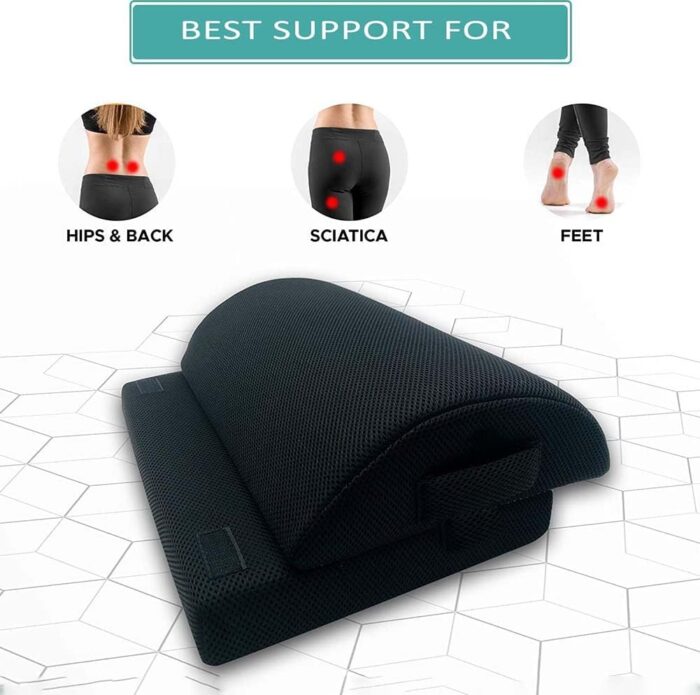 Swift Adjustable Memory Foam Foot Rest for Under Desk - Ergonomic Foot Rest for Office and Gaming Chairs, Back and Hip Pain Relief (Black) - Image 7