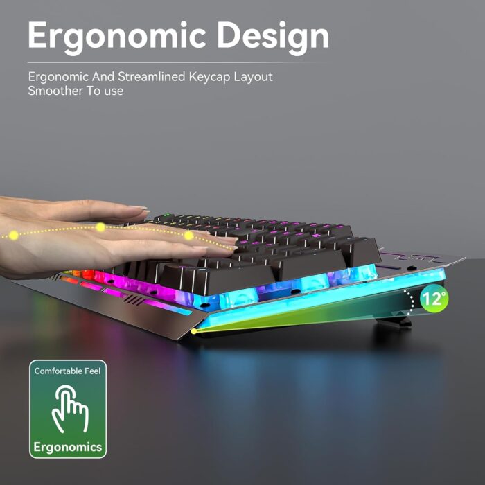 XISOGUU Wireless Gaming Keyboard and Mouse Combo, RGB Backlit Rechargeable 2000 mAh Battery, Mechanical Feel Anti-ghosting Keyboard + 6D 4800DPI Mice for PC Gamer - Image 4