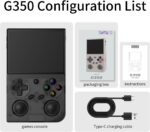 G350 Handheld Game Console , 3.5 Inch IPS Screen Linux System 3200 mAh Battery 4371 Games Preloaded , Portable Retro Video Games Console Support Wired Controller and Earphone (Transparent Black) - Image 8