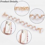 Beaded Cell Phone Chain Charms, Pearl Phone Chain Decoration, Lanyard Heart Moon Beaded Phone Charm Strap Crystal Rhinestone Diamond Gold Chain Universal Mobile Phone Finger Strap for Women(3Pcs) - Image 3