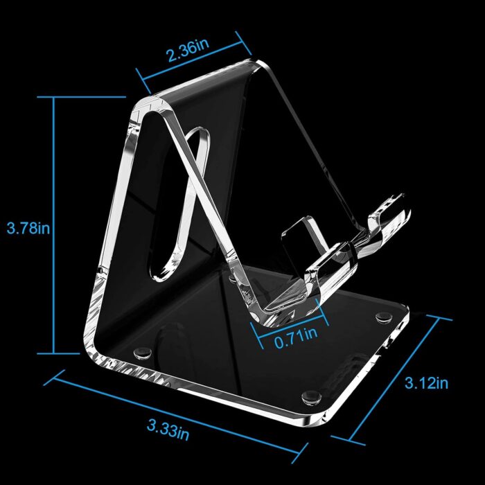 Crpich Acrylic Cell Phone Stand, Portable Phone Holder, Clear Phhone Stand for Desk, Compatible with Phone 12 Pro Max Mini 11 Xr 8 Plus SE, Switch, Android Smartphone, Pad, Tablet, Desk Accessories - Image 4