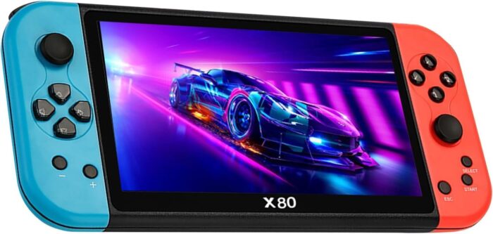 X80 Retro Handheld Game Console – 7″ HD Screen, 10,000+ Built-in Classic Games, Supports 10 Emulators, Multifunctional Pocket Gaming System for Kids & Adults