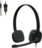 Logitech H151 Wired Headset, Stereo Headphones with Rotating Noise Cancelling Microphone, 3.5 mm Audio Jack, In Line Controls, PC/Mac/Laptop/Tablet/Smartphone Black, 981-000589, S,M,L
