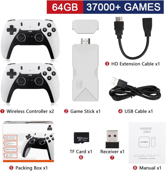 Retro Game Console with Dual 2.4G Wireless Game Stick, 37000+ Nostalgia Gaming Console Video Game Stick Classic Game System Vintage Game Stick Gaming Stick 4K High Definition HDMI Output for TV - Image 2
