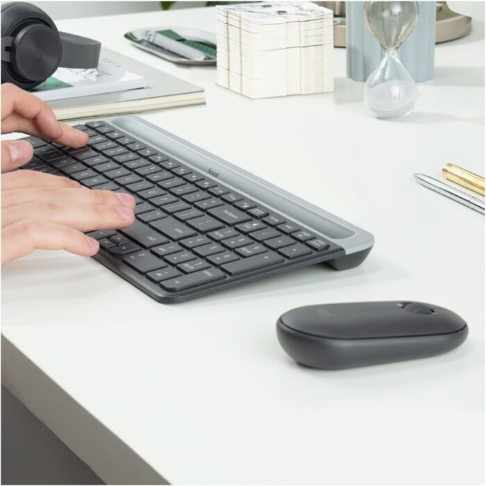 Logitech MK470 Slim Wireless Keyboard and Mouse Combo - Modern Compact Layout, Ultra Quiet, 2.4 GHz USB Receiver, Plug n' Play Connectivity, Compatible with Windows - Black - Image 3