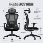 Ergonomic Office Chair, Computer Chair, Adjustable Desk Chairs with 2D Lumbar Support 3D Armrests Headrest, 135° Rocking Backrest, High Back Breathable Mesh Reclines Chairs for Office Study Gaming - Image 3