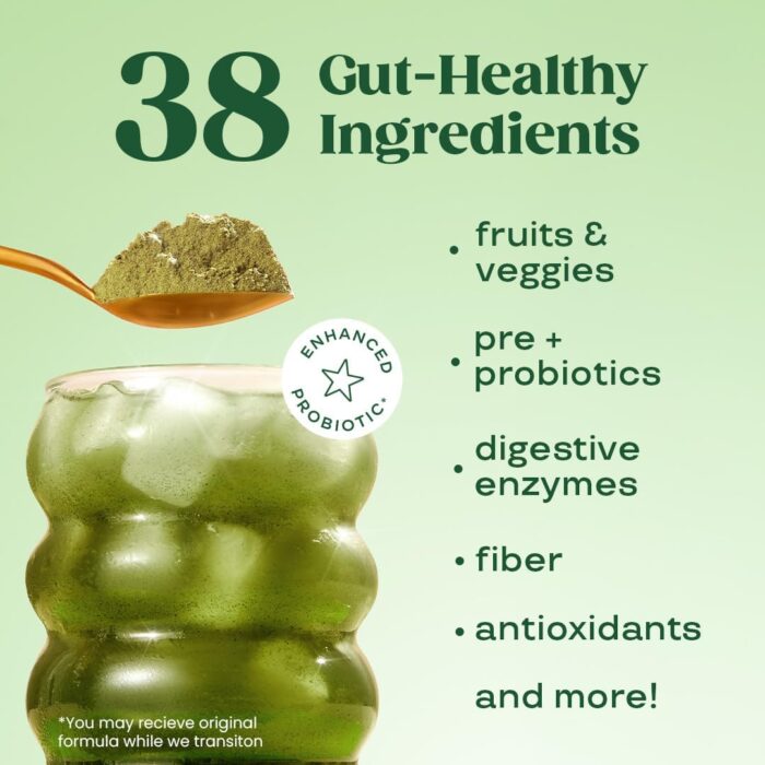 Bloom Nutrition Superfood Greens Powder, Digestive Enzymes with Probiotics and Prebiotics, Gut Health, Bloating Relief for Women, Chlorella, Juice Mix w/Beet Root Powder, 30 SVG, Orange Passionfruit - Image 4