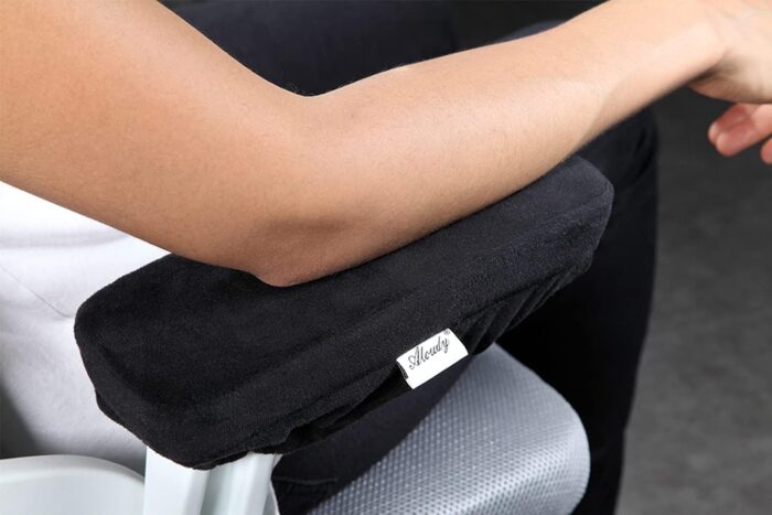 Aloudy Ergonomic Memory Foam Office Chair Armrest Pads, Comfy Gaming Chair Arm Rest Covers for Elbows and Forearms Pressure Relief(Set of 2), Stretch Fit, Black - Image 8